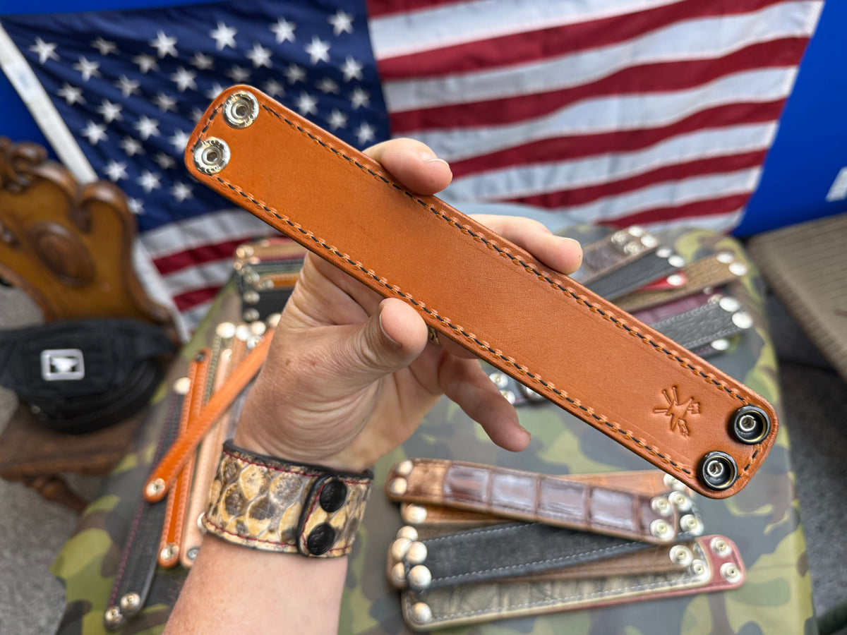 Exotic Leather Bracelet / Cuff:  Brown Elephant - Anvil Customs