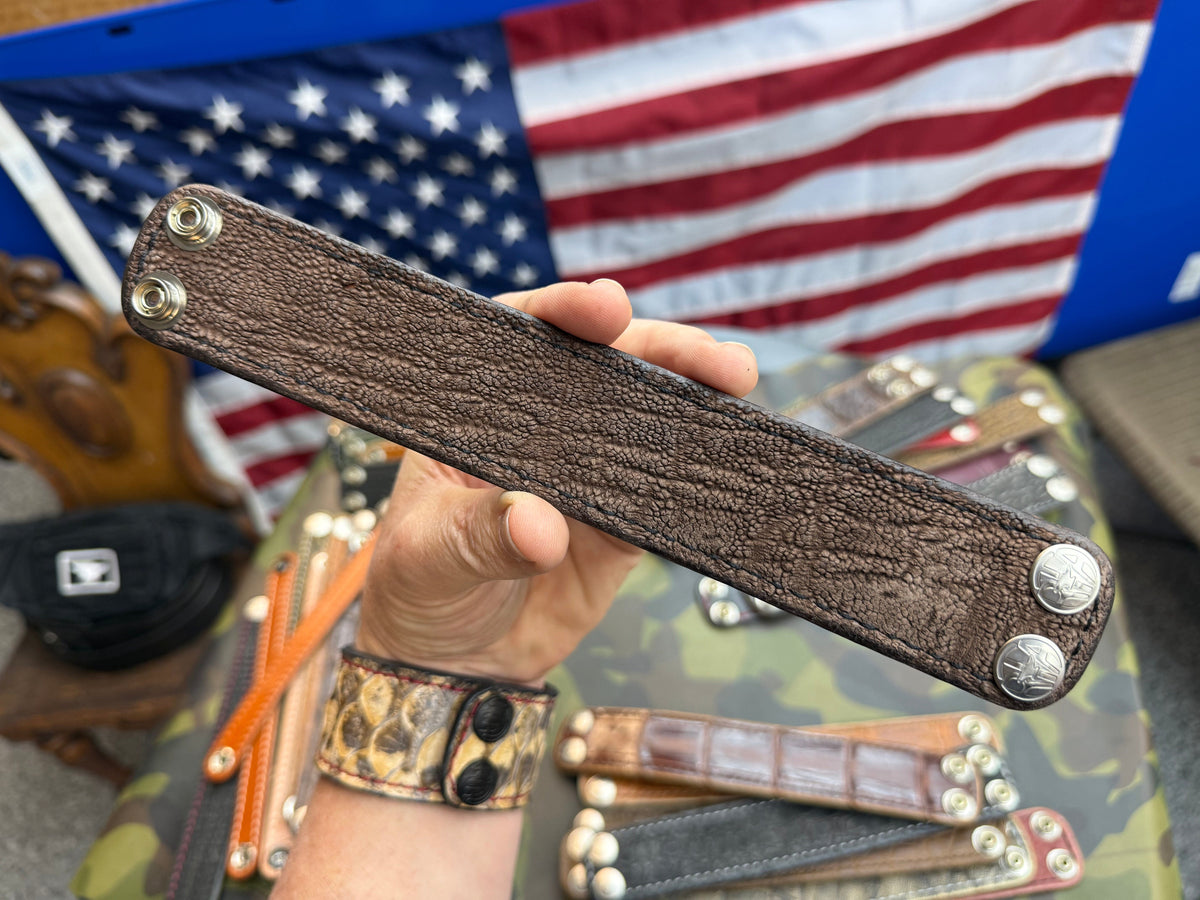 Exotic Leather Bracelet / Cuff:  Brown Elephant - Anvil Customs