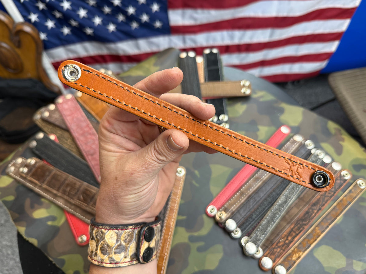 Exotic Leather Bracelet / Cuff:   Brown Elephant - Anvil Customs