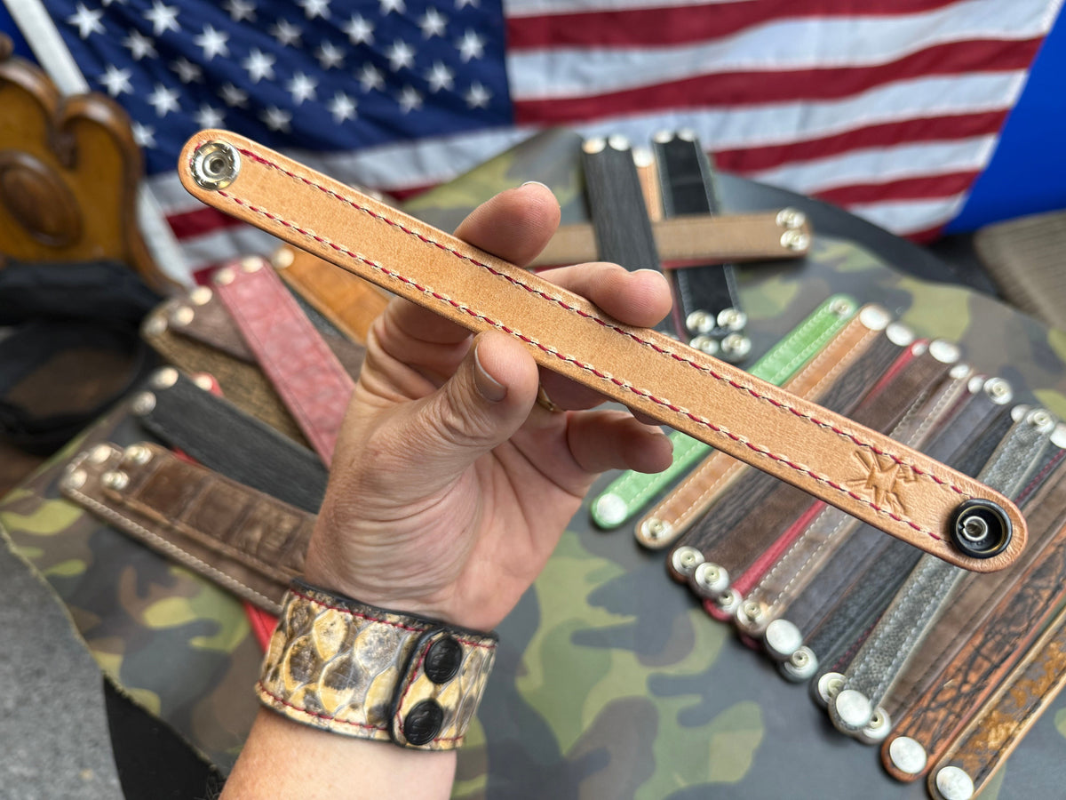 Exotic Leather Bracelet / Cuff:  Dirty Pink Elephant - Anvil Customs