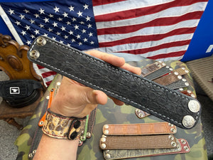 Exotic Leather Bracelet / Cuff:  Matte Black Gator - Anvil Customs
