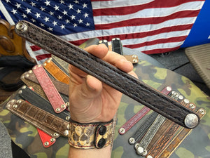 Exotic Leather Bracelet / Cuff:   Nicotine Elephant - Anvil Customs