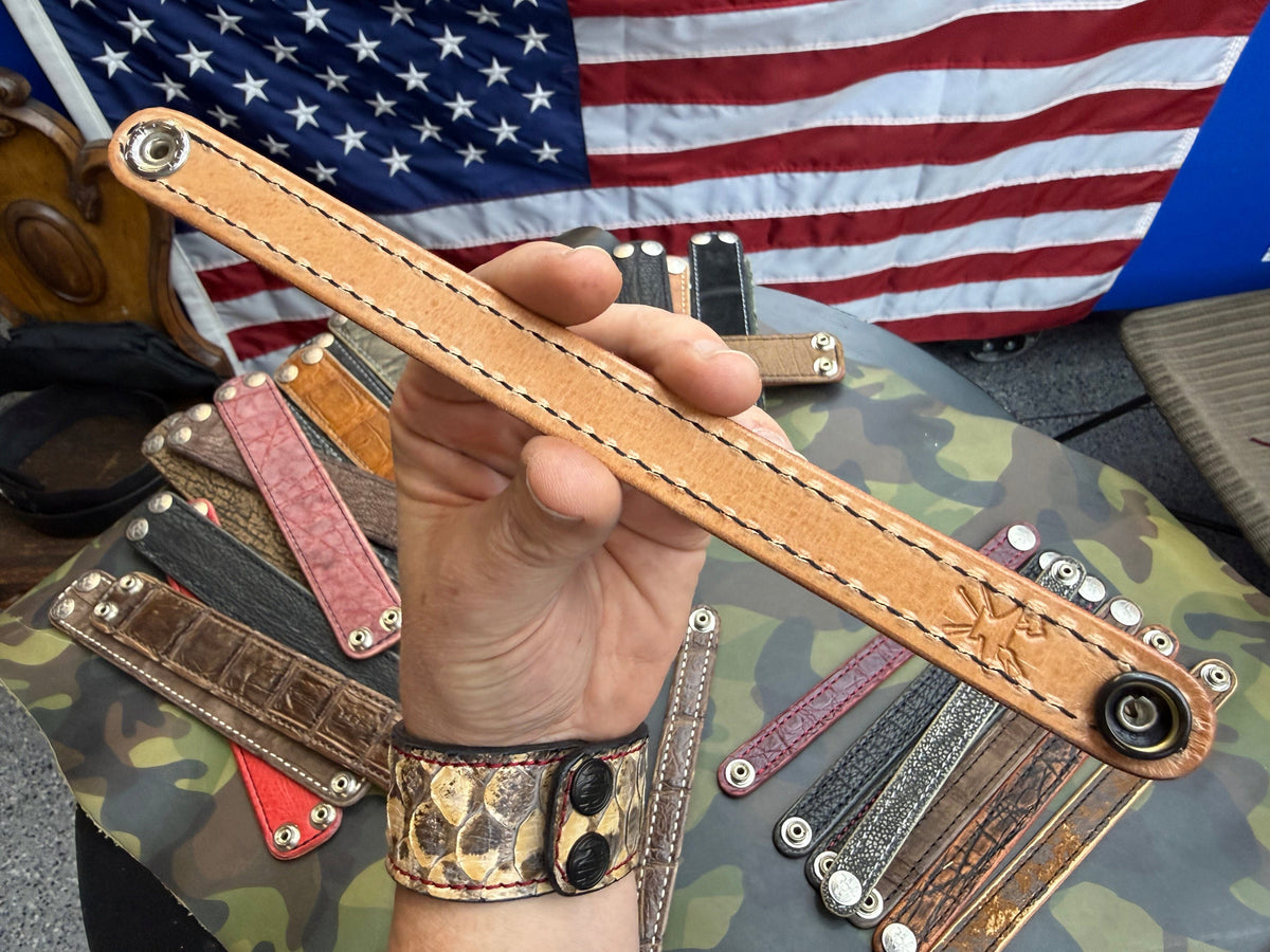 Exotic Leather Bracelet / Cuff:   Nicotine Elephant - Anvil Customs