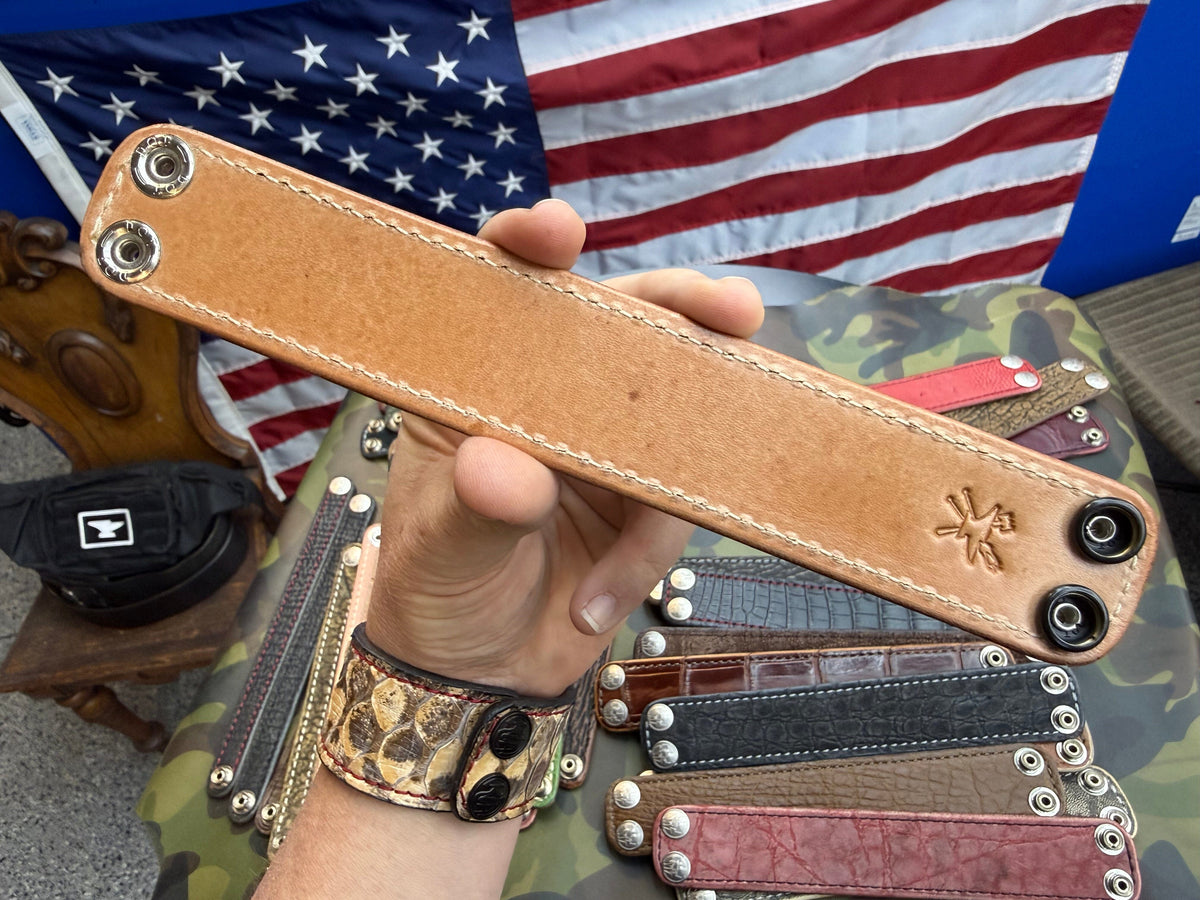 Exotic Leather Bracelet / Cuff:  Nubuck Brown Alligator - Anvil Customs