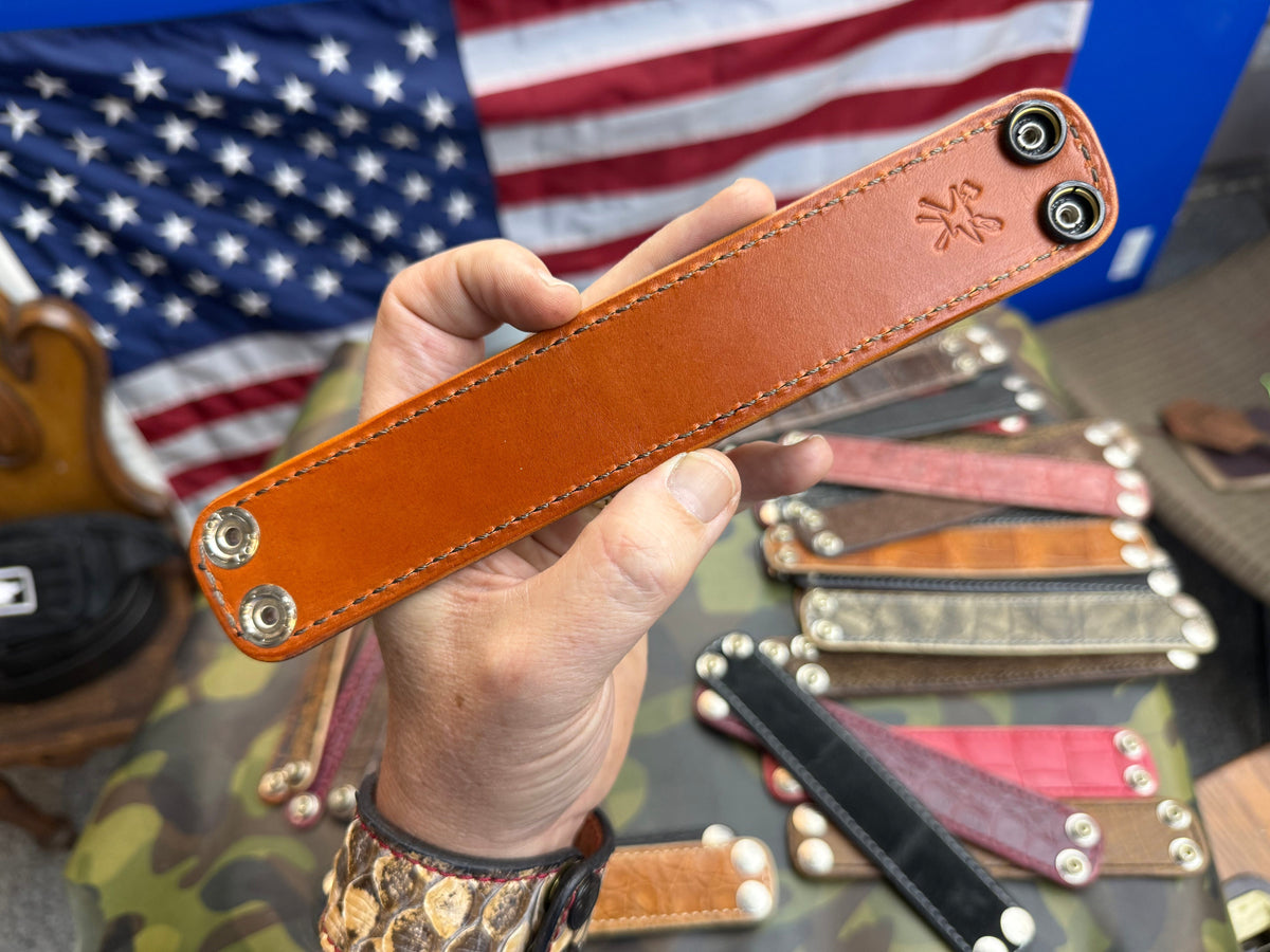 Exotic Leather Bracelet / Cuff:   Nubuck Green Alligator - Anvil Customs