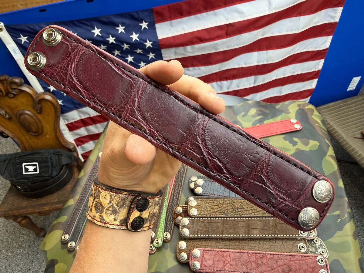 Exotic Leather Bracelet / Cuff:  Oxblood Alligator - Anvil Customs