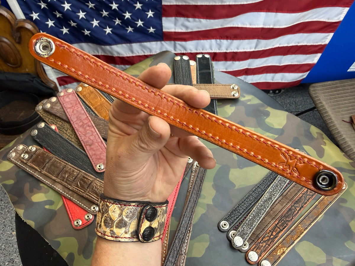Exotic Leather Bracelet / Cuff:   Oxblood Alligator - Anvil Customs