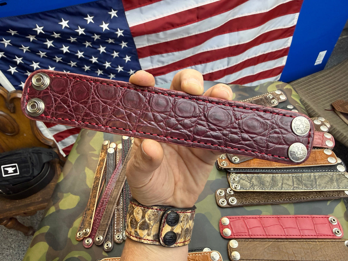 Exotic Leather Bracelet / Cuff:   Oxblood Alligator - Anvil Customs