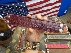 Exotic Leather Bracelet / Cuff:   Oxblood Alligator - Anvil Customs