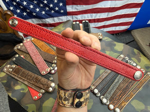 Exotic Leather Bracelet / Cuff:   Red Ostrich - Anvil Customs