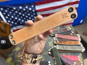 Exotic Leather Bracelet / Cuff:   SaddleTan  Alligator - Anvil Customs