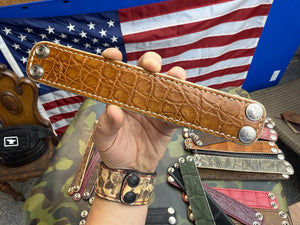 Exotic Leather Bracelet / Cuff:   SaddleTan  Alligator - Anvil Customs