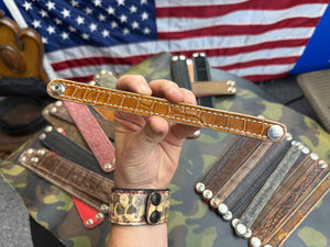 Exotic Leather Bracelet / Cuff:   SaddleTan Alligator - Anvil Customs