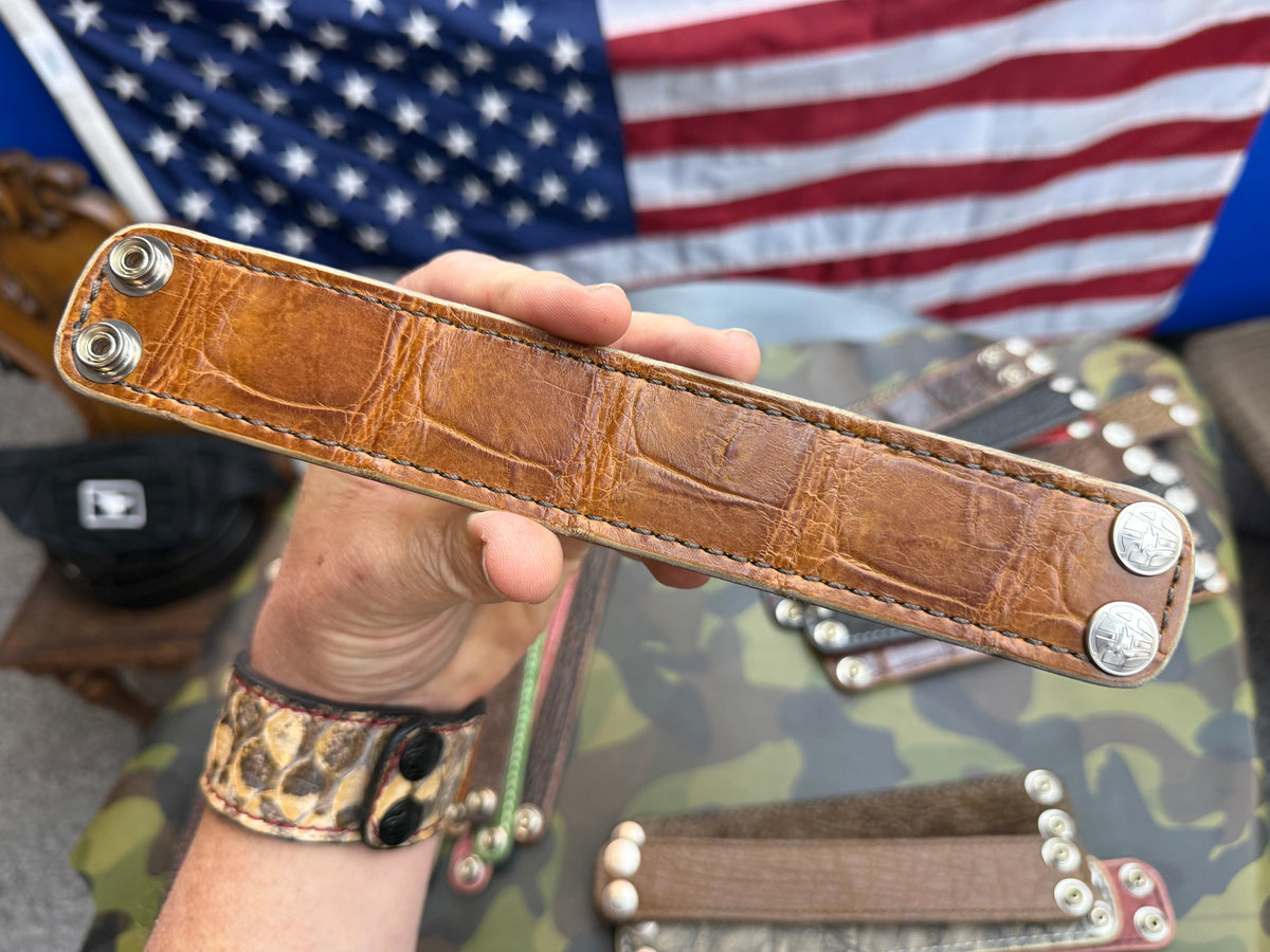Exotic Leather Bracelet / Cuff:  SaddleTan Alligator - Anvil Customs