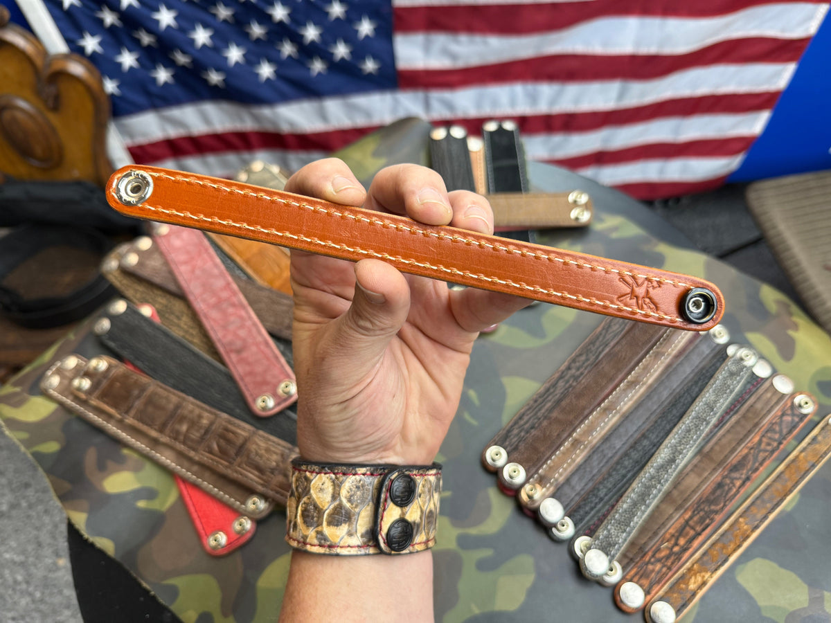 Exotic Leather Bracelet / Cuff:   SaddleTan Alligator - Anvil Customs