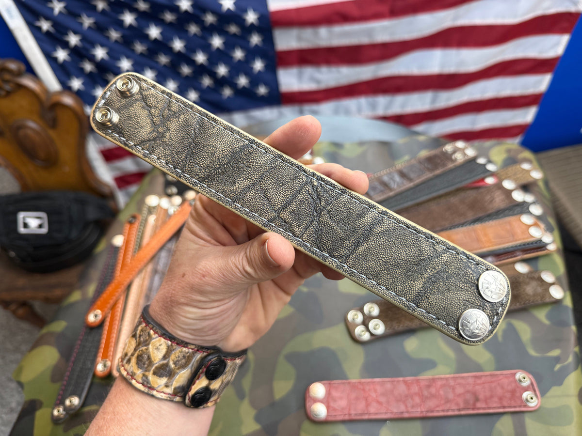 Exotic Leather Bracelet / Cuff:  Safari Gray Elephant - Anvil Customs