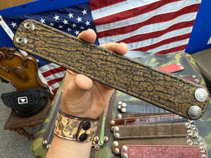 Exotic Leather Bracelet / Cuff:  Safari Tan Giraffe - Anvil Customs