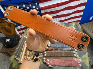 Exotic Leather Bracelet / Cuff:  Safari Tan Giraffe - Anvil Customs