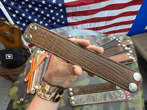 Exotic Leather Bracelet / Cuff:  Tan Elephant - Anvil Customs