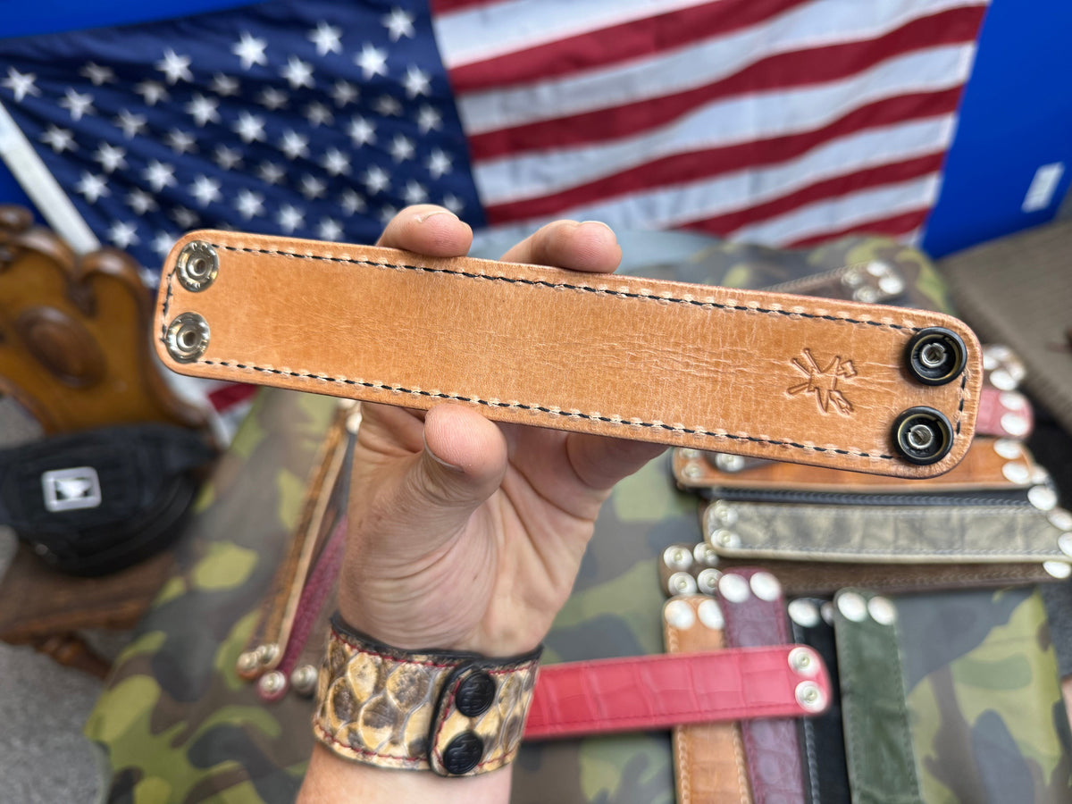 Exotic Leather Bracelet / Cuff:   Tan Elephant - Anvil Customs