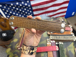 Exotic Leather Bracelet / Cuff:   Tan Elephant - Anvil Customs