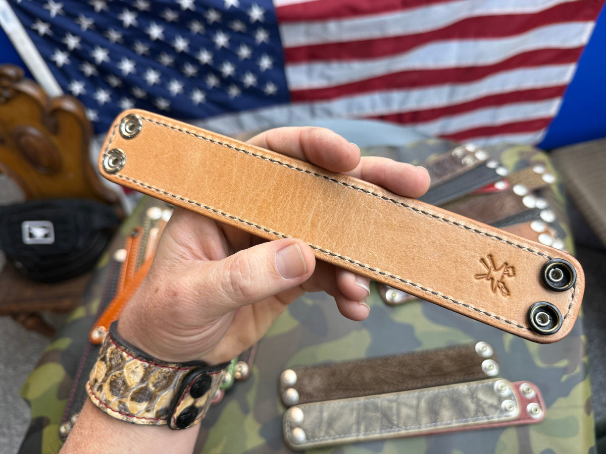 Exotic Leather Bracelet / Cuff:  Tan Elephant - Anvil Customs