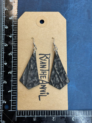 Exotic Leather Earrings: Dark Gray Elephant Trapezoid - Anvil Customs