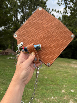 G4 Long Biker Chain Wallet, Chain & Loop Combo Set - Tan Basket Weave - Anvil Customs