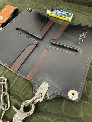 G4 Long Biker Chain Wallet, Chain & Loop Combo Set - Tan Basket Weave - Anvil Customs