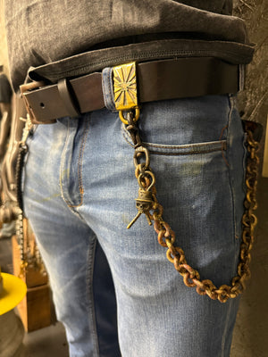 Hand Stained Bifold Leather Chain Wallet - Hold Fast - Anvil Customs