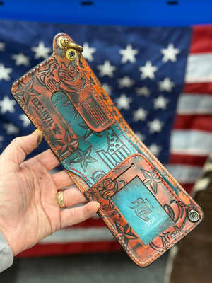 Hand Stained Bifold Leather Chain Wallet - Hold Fast - Anvil Customs