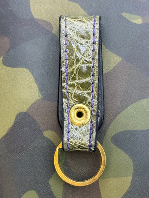 Leather Belt Loop - Army Green Alligator - Anvil Customs