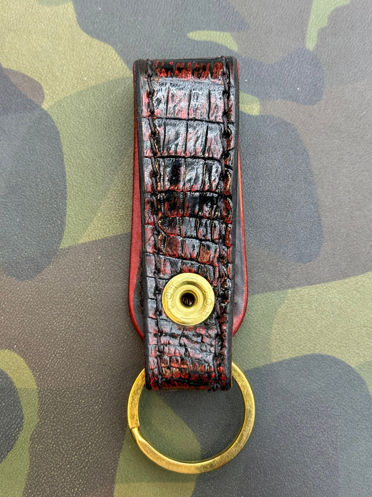 Leather Loop - Red/Black Alligator - Anvil Customs