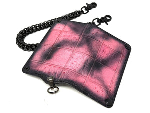 Long 5G Biker Leather Chain Wallet - “Asphalt Flamingo”