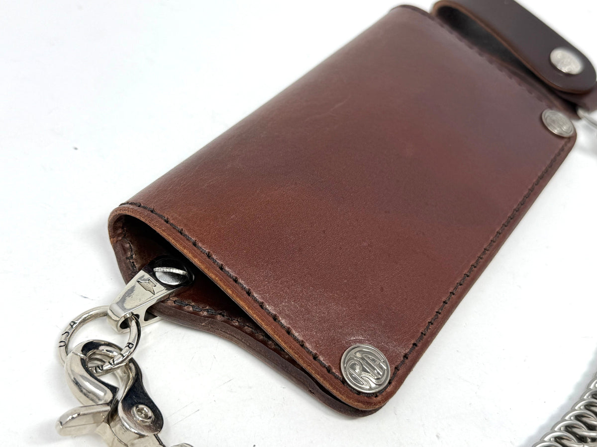 Long Biker Leather Chain Wallet - Brown 5G - Anvil Customs