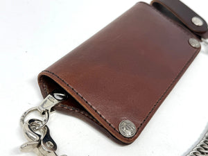 Long Biker Leather Chain Wallet - Brown 5G - Anvil Customs