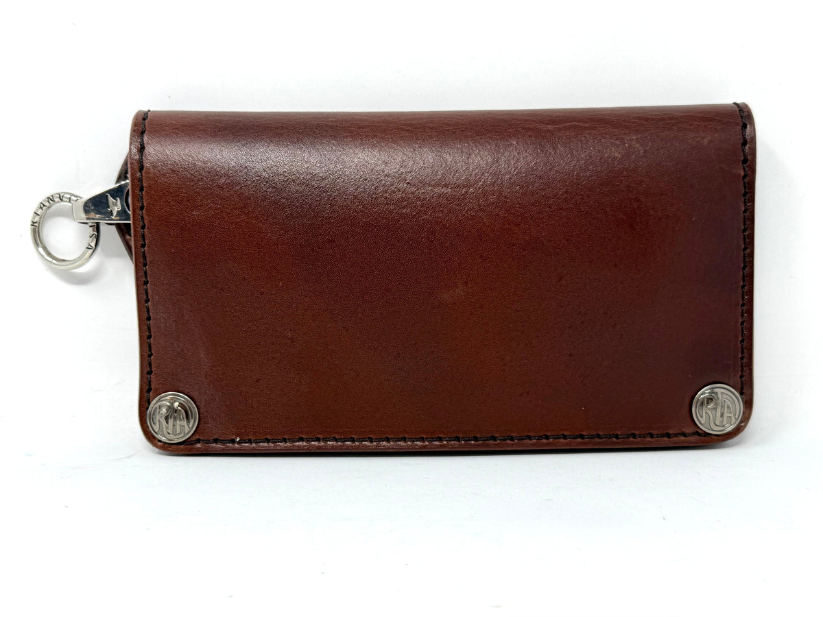 Long Biker Leather Chain Wallet - Brown 5G - Anvil Customs