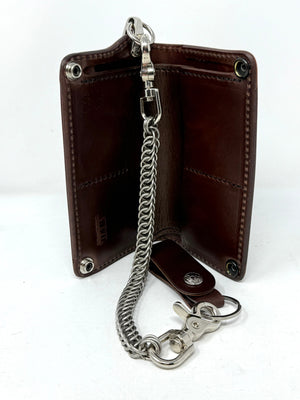 Long Biker Leather Chain Wallet - Brown 5G - Anvil Customs