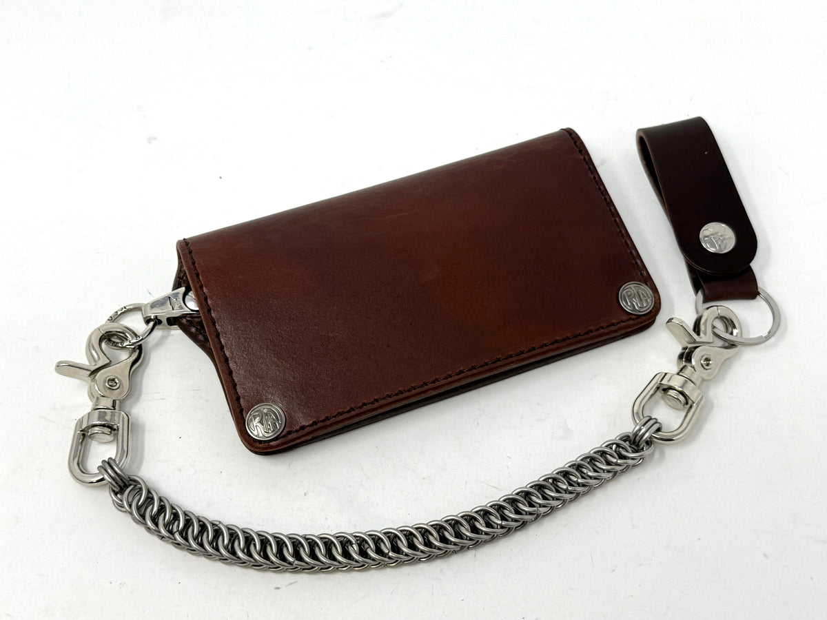 Long Biker Leather Chain Wallet - Brown 5G - Anvil Customs