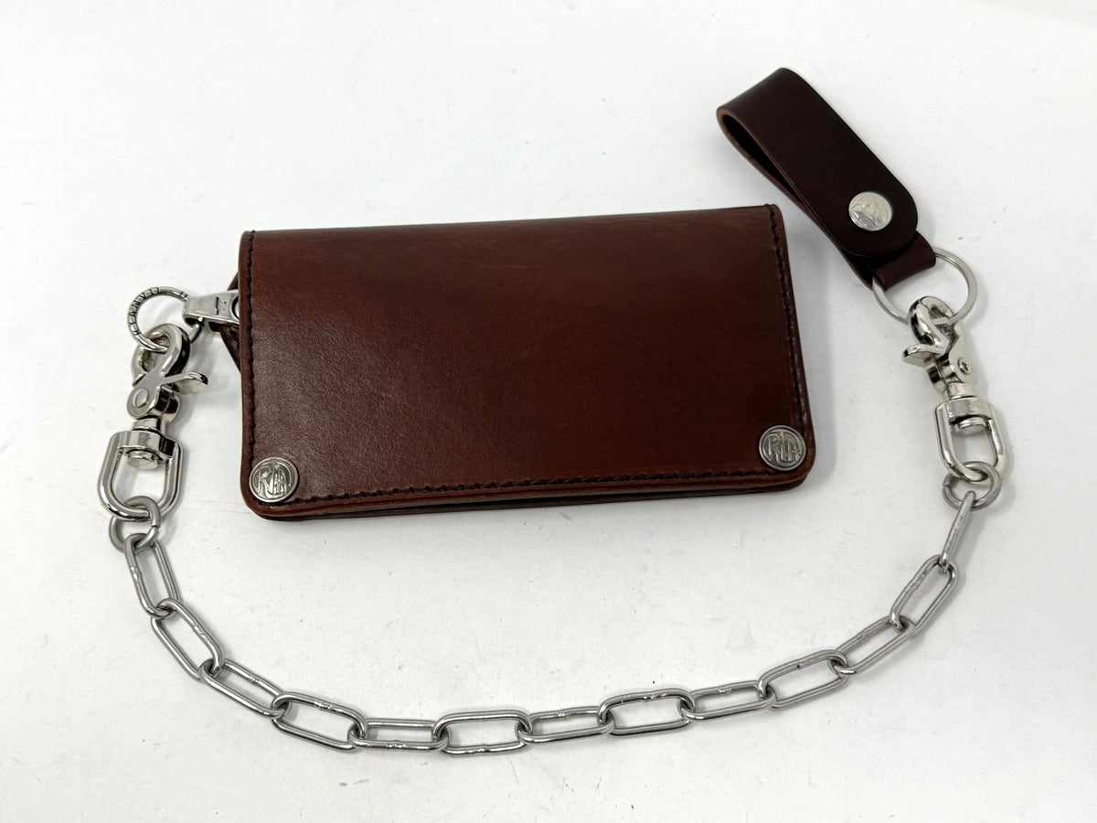 Long Biker Leather Chain Wallet - Brown 5G - Anvil Customs
