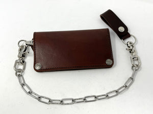 Long Biker Leather Chain Wallet - Brown 5G - Anvil Customs