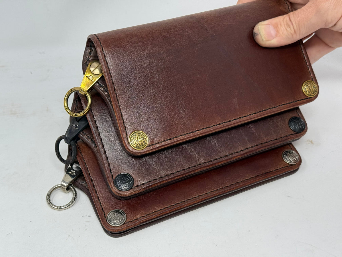 Long Biker Leather Chain Wallet - Brown 5G - Anvil Customs