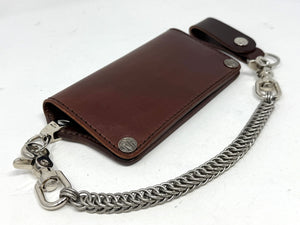 Long Biker Leather Chain Wallet - Brown 5G - Anvil Customs