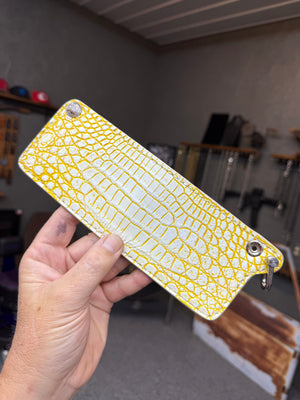 Mini Bifold Leather Chain Wallet - White/Yellow Alligator - Anvil Customs