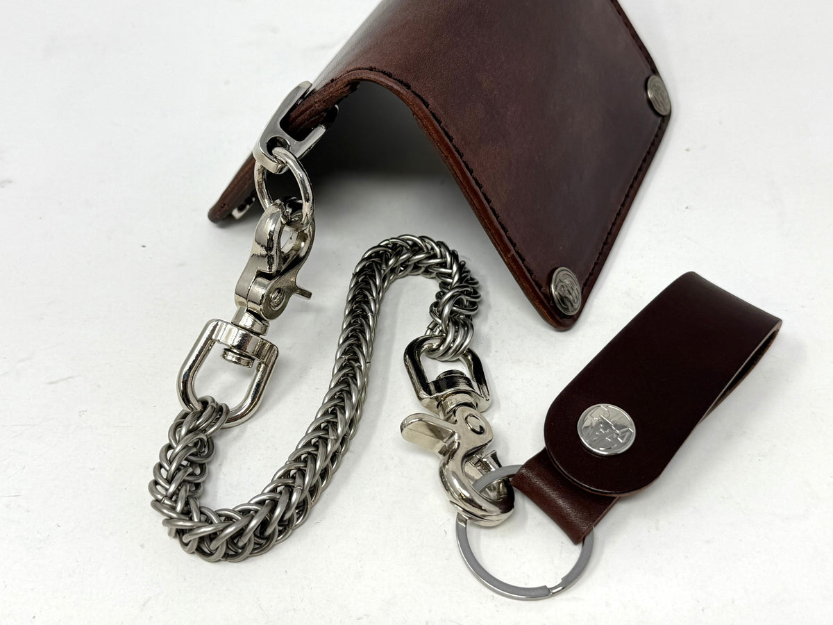 Mini Long Leather Chain Wallet - Brown 5G - Anvil Customs