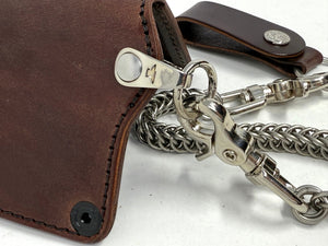 Mini Long Leather Chain Wallet - Brown 5G - Anvil Customs