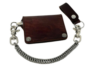Mini Long Leather Chain Wallet - Brown 5G - Anvil Customs