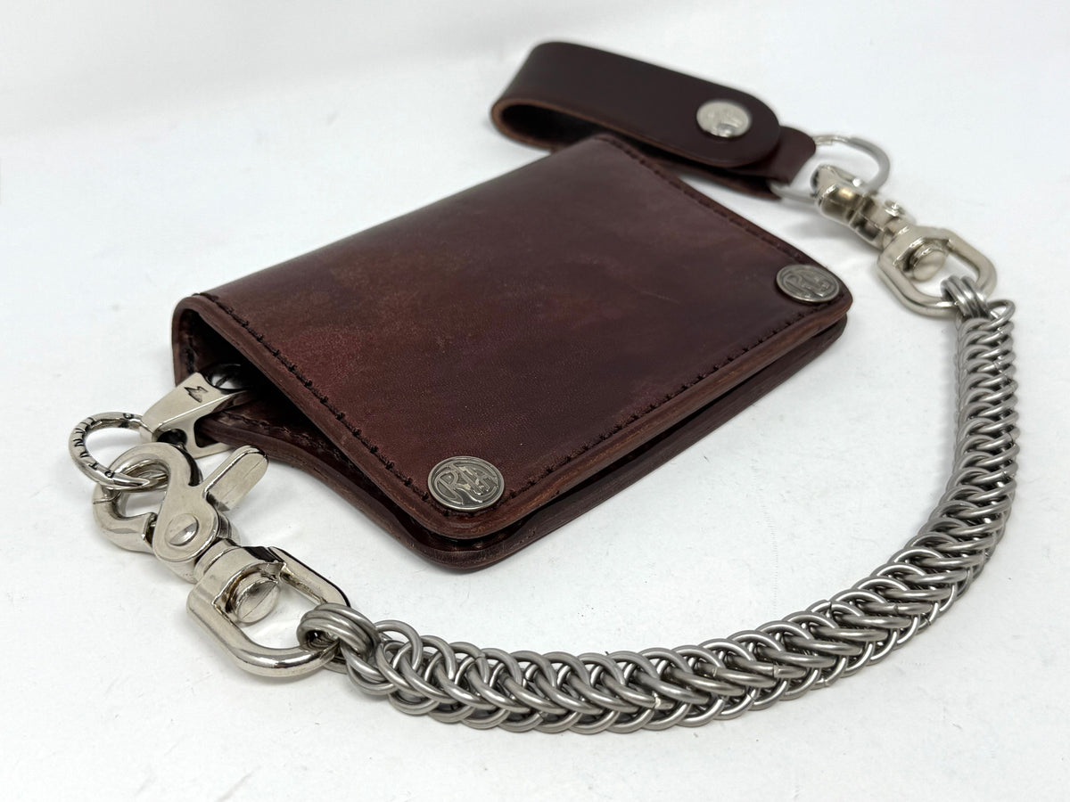 Mini Long Leather Chain Wallet - Brown 5G - Anvil Customs