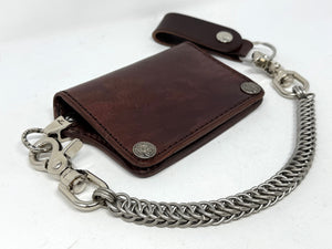 Mini Long Leather Chain Wallet - Brown 5G - Anvil Customs