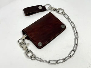 Mini Long Leather Chain Wallet - Brown 5G - Anvil Customs